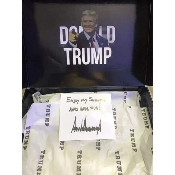 Donald Trump POTUS‎ 45 Sneakers Mens Size 10 White Gold MAGA Shoes Authentic NEW